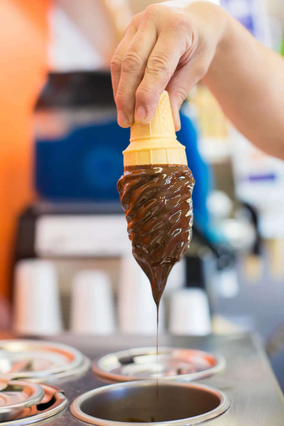 Cornet trempé au chocolat